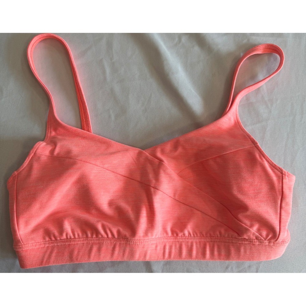 The North Face Womens Pink Heather Crossover Surplice Mesh Back Sports Bra Small